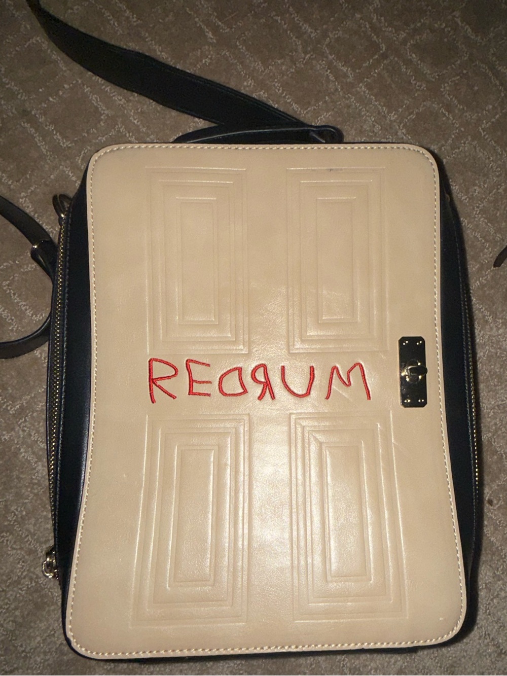 Redrum Door Backstitch  Bruja  Cream and Black Crossbody Bag